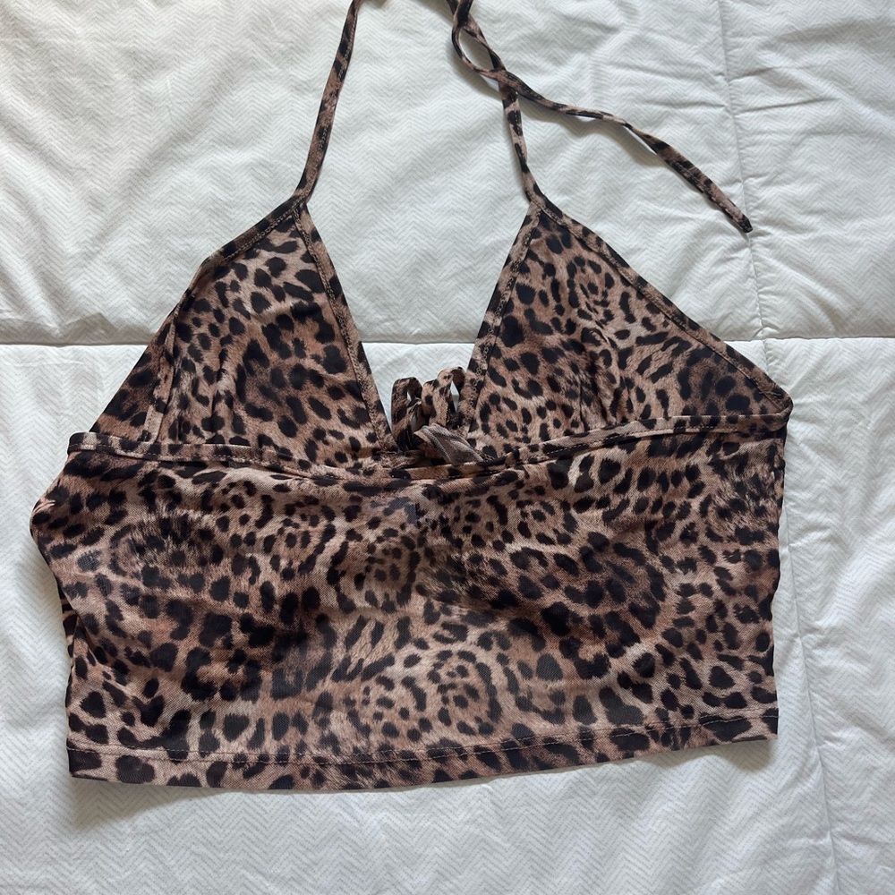 Princess Polly Brown and Black Sleeveless Crop Tank Top